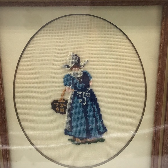 Pair Of Petit Point Dutch Lady And Gentleman Wall Decor - Picture 3 of 9